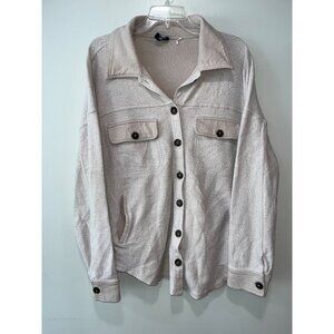 PacSun XS/S Button-Up‎ Beige Sherpa Shirt Jacket Shacket With Pockets & Collared